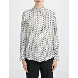 JOSEPH New Garcon Bird Print 100% Silk Crepe Button Up Shirt, Size 38/M